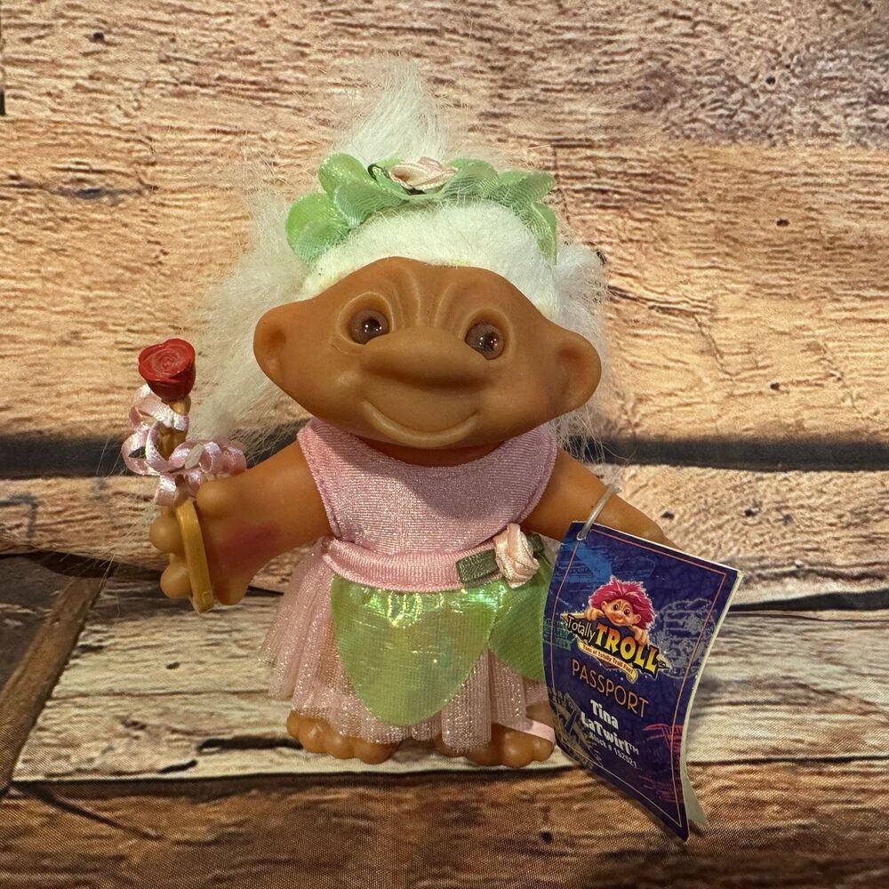 Vtg 2001 Playmates Totally Troll Tina LaTwirl 5" Doll Ballet Wand Tag Complete
